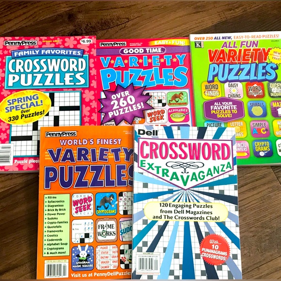 🌟🧩 PUZZLE LARGE WORD FIND 5 pack MAGAZINES crossword word search BRAIN FUN - Picture 1 of 5